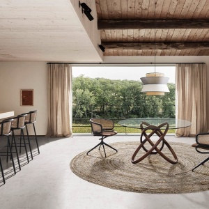 Scaun de bar design modern Rattan - Img 9