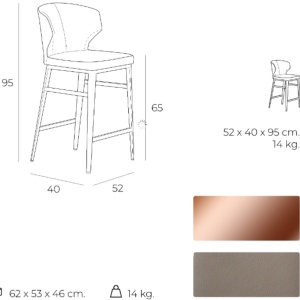 Scaun de bar elegant, design LUX Ella AC-A111BS - Img 8