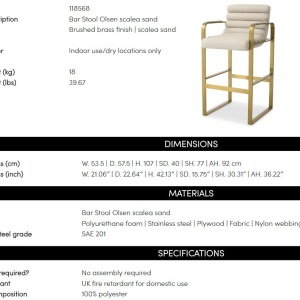 Scaun de bar elegant design LUX Olsen, scalea sand - Img 10