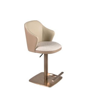 Scaun de bar pivotant cu inaltime reglabila Stool crem/ maro - Img 6