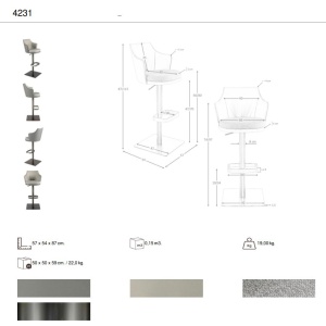 Scaun de bar pivotant cu inaltime reglabila Stool gri - Img 11