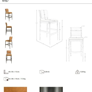 Scaun de bar tapitat cu piele naturala Brown - Img 6