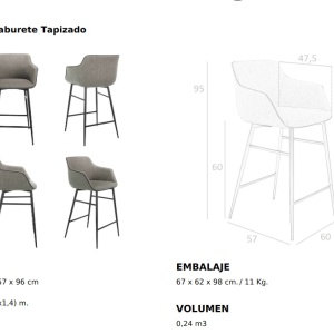 Scaun de bar tapitat design italian Tomika - Img 9