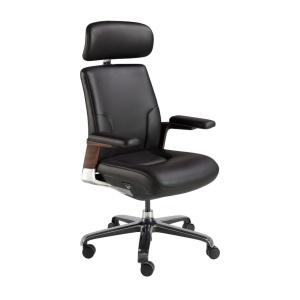 Scaun de birou modern piele sintetica si furnir de nuc Black