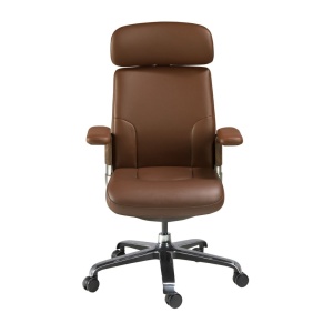Scaun de birou modern piele sintetica si furnir de nuc Brown - Img 3