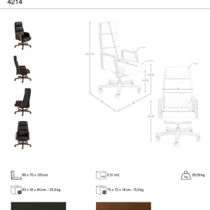 Scaun de birou modern piele sintetica si lemn Black - Img 9