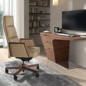 Scaun de birou modern piele sintetica si lemn Mink - Img 7