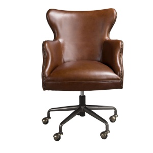 Scaun de birou pivotant design LUX, Piele Naturala, Dark brown - Img 5