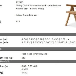 Scaun design natural pentru interior si exterior Kristo - Img 6