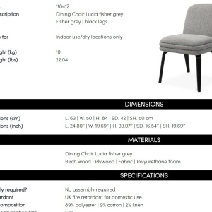Scaun dining design LUX Lucia, Fisher grey - Img 10