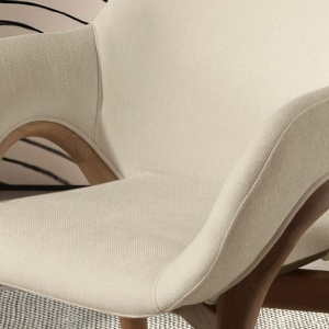 Scaun modern design italian, Lemn, Tesatura, Beige - Img 7
