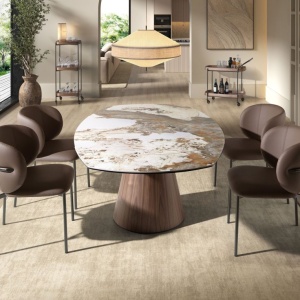 Scaun modern design italian, Piele Sintetica Maro - Img 7