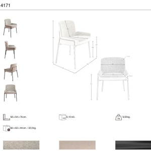 Scaun modern design italian, Tesatura, Catifea, Grey/ Brown - Img 3
