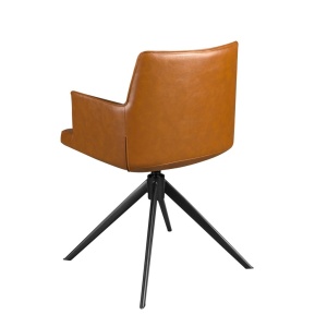 Scaun pivotant design LUX, Piele sintetica, Cognac brown - Img 5