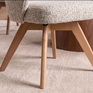 Scaun pivotant lemn de stejar, material texturat WALKURE - Img 4