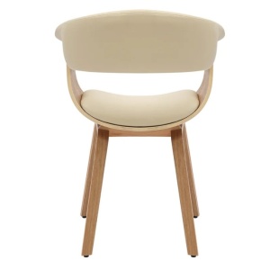 Scaun retro imitatie piele bej crem, lemn furniruit ORGANIC - Img 8
