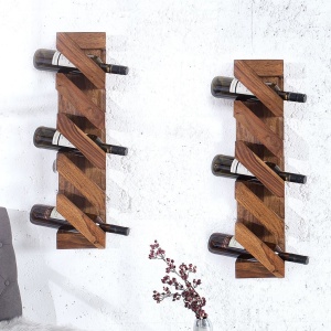 Set 2 rafturi de perete, suport pentru sticle de vin Makassar 70cm Sheesham A-38116 VC
