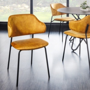 Set 2 scaune stil modern Tracy Alpine, catifea galben mustar - Img 7