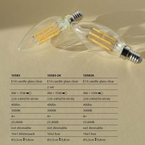 Set de 2 becuri E14 LED candle 4 Watt 400lm 3000K 109472 universul-luminii.ro
