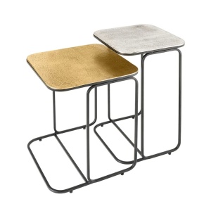 Set de 2 masute auxiliare Abstract auriu/ argintiu A-43516 VC