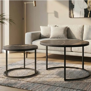 Set de 2 masute cu blat ceramic Aurora Oro ELEGANCE 75cm