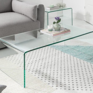 Set de 2 masute moderne din sticla transparenta Fantome - Img 3