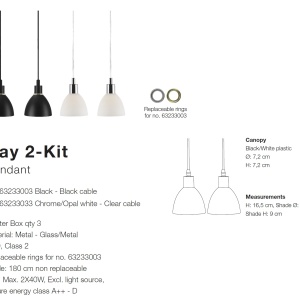Set de 2 Pendule design modern minimalist Ray crom/alb 63233033 NL - Img 3