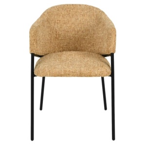 Set de 2 scaune aspect retro, Metal Negru, Chenille Galben, NOBLESSE A-47580 VC - Img 2
