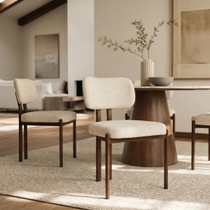 Set de 2 scaune BELLANO, chenilia bej crem