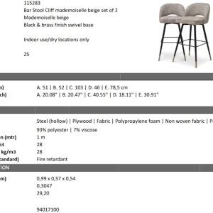 Set de 2 scaune de bar design modern LUX Cliff, bej mademoiselle 115283 HZ - Img 6