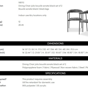 Set de 2 scaune design LUX Julio, Boucle sonata black - Img 2