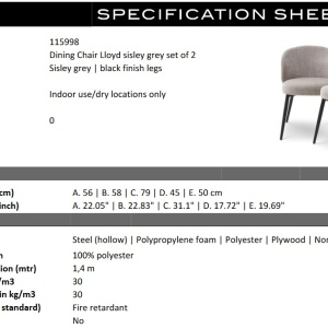 Set de 2 scaune design LUX Lloyd, Sisley gri - Img 7
