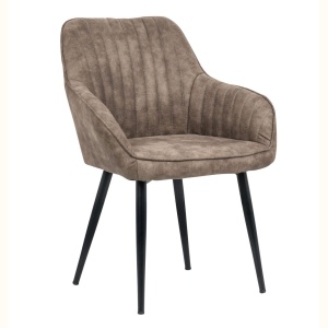 Set de 2 scaune elegante, cu brate si tapiterie din microfibra, Turin taupe A-38790 VC