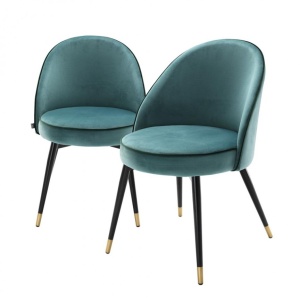 Set de 2 scaune elegante design LUX Cooper, catifea turcoaz 113123 HZ
