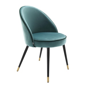 Set de 2 scaune elegante design LUX Cooper, catifea turcoaz 113123 HZ - Img 6