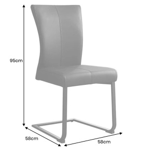 Set de 2 scaune, Metal, Piele Naturala, Gri Taupe, SAMSON A-45173 VC - Img 2