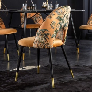 Set de 2 scaune moderne tapitate cu model floral Boutique galben - Img 6
