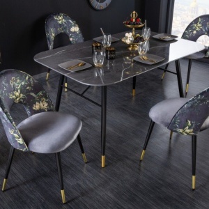 Set de 2 scaune moderne tapitate cu model floral Boutique gri - Img 6