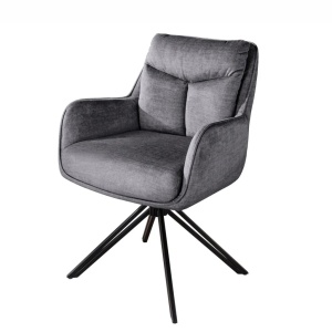 Set de 2 scaune pivotante, metal negru, catifea gri grafit, PROMETHEUS