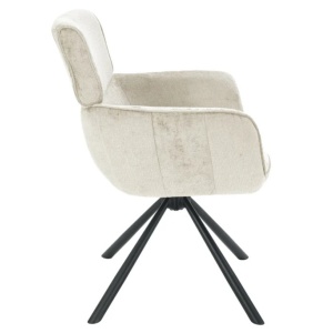 Set de 2 scaune pivotante, Metal Negru, Chenille Sampanie, UNIQUE A-46322 VC - Img 3