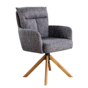 Set de 2 scaune pivotante picioare din lemn Big George gri texturat
