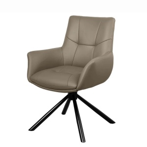 Set de 2 scaune pivotante SIGNATURE piele naturala taupe