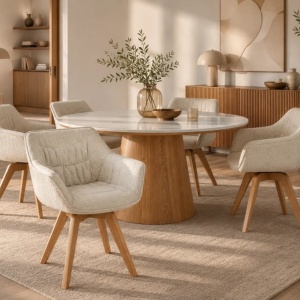 Set de 2 scaune pivotante The Dutch Comfort boucle bej - Img 2