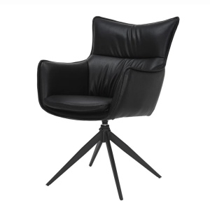 Set de 2 scaune pivotante VOGUE piele sintetica neagra