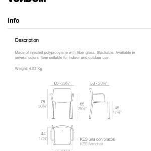 Set de 4 Scaune moderne cu brate de exterior / interior design premium KES CHAIR 64017 Vondom - Img 7