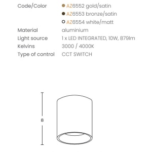 Spot aplicat bronz LED BABIL 10W CCT - Img 4