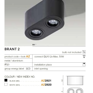 Spot aplicat tavan/plafon stil modern Brant 2 alb 71322 universul-luminii.ro