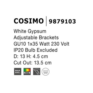 Spot din ghips incastrabil tavan fals COSIMO NVL-9879103 81062 universul-luminii.ro