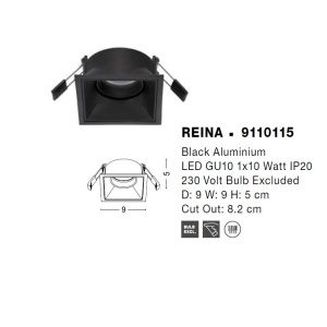 Spot incastrabil tavan REINA negru 141082 universul-luminii.ro