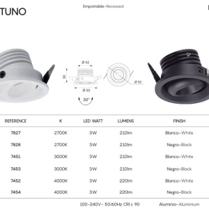 Spot LED 3000K incastrabil tavan fals NEPTUNO alb - Img 3